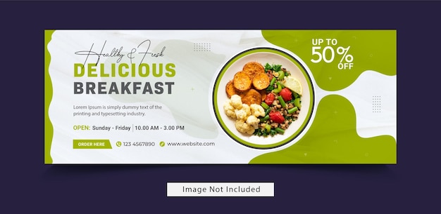 Flat design of food menu facebook cover and web banner