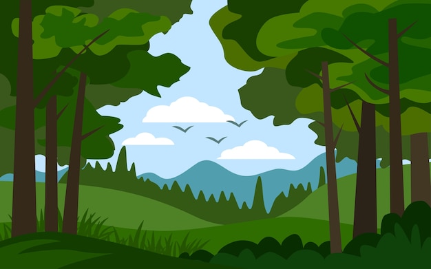 Flat design forest landscape