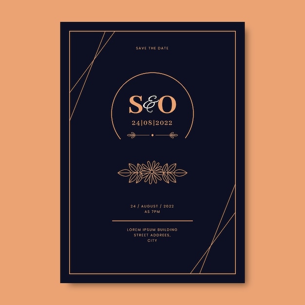 Flat design formal wedding invitations