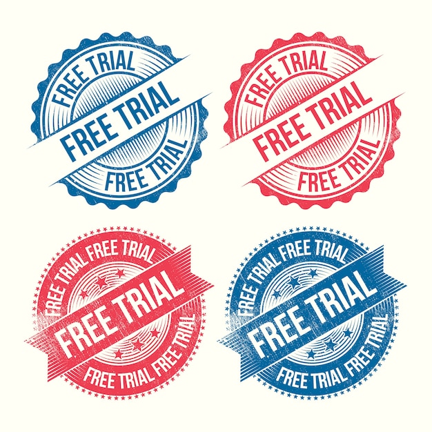 Flat design  free trial stamps set