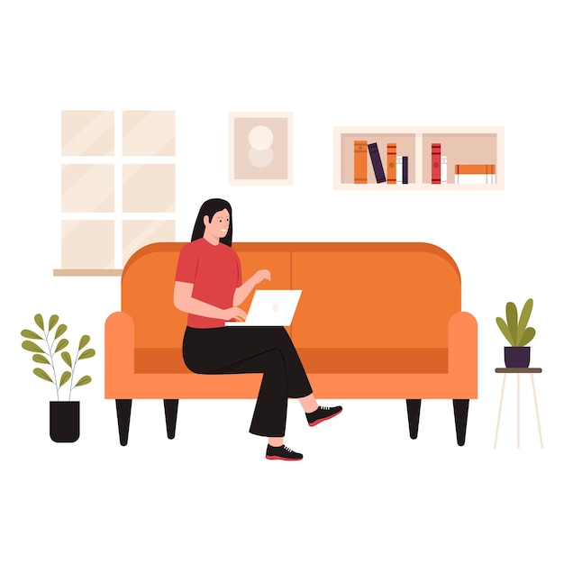 Flat design of freelancers work from home