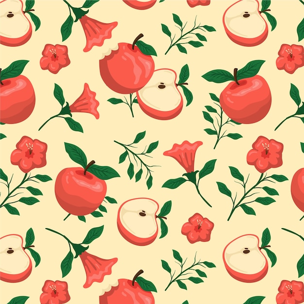 Flat design fruit and floral pattern design