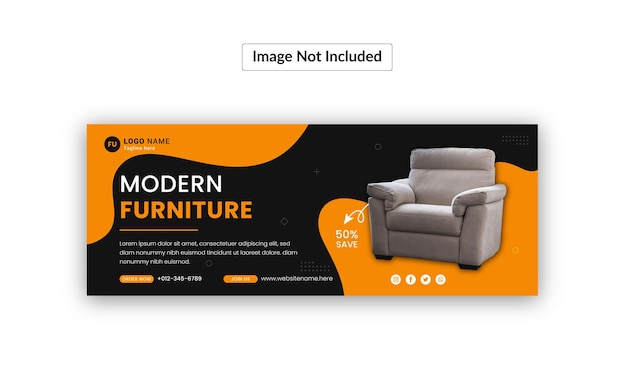 Flat Design Furniture Facebook cover page vector template