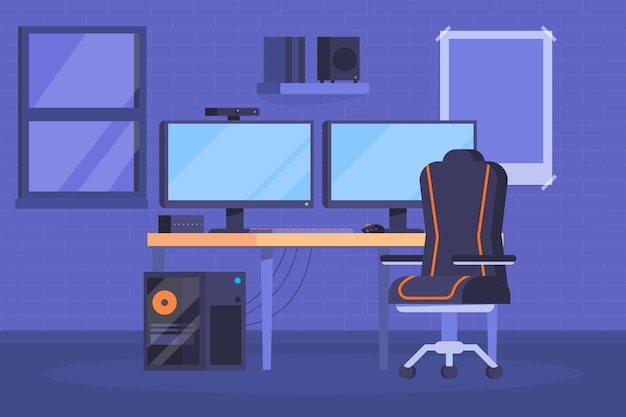 Flat design gamer room