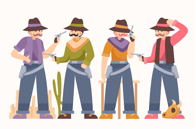 Flat design gaucho character collection