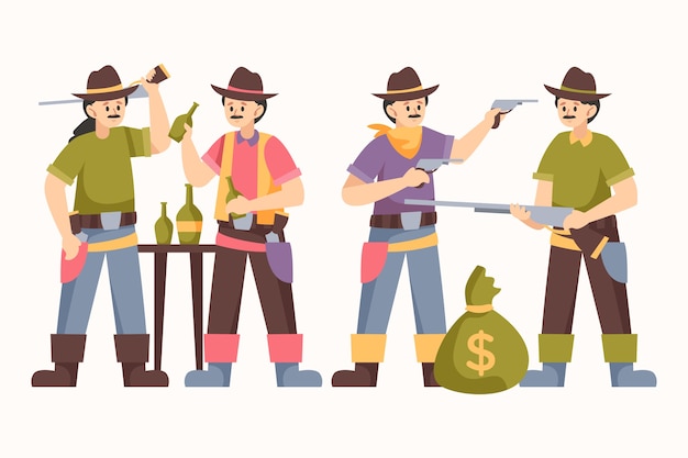 Flat design gaucho character collection