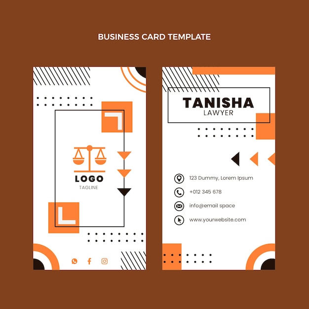 Flat design geometric law firm vertical business card