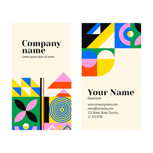 Vector flat design geometric pattern business card