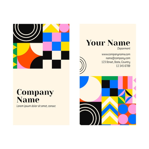 Vector flat design geometric pattern business card