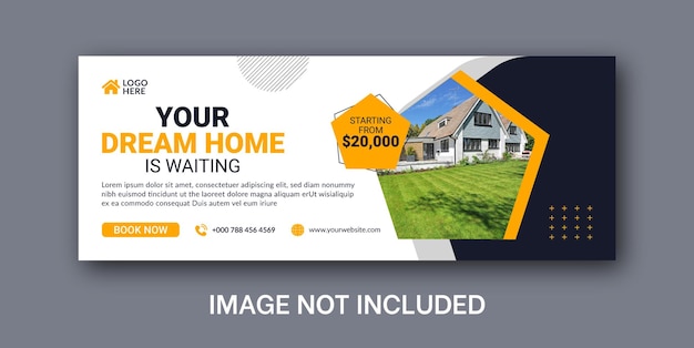 Flat design geometric real estate facebook cover banner