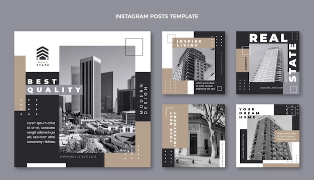 Vector flat design geometric real estate instagram post