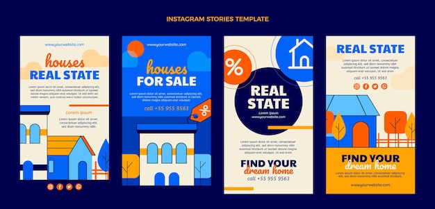 Flat design geometric real estate instagram stories