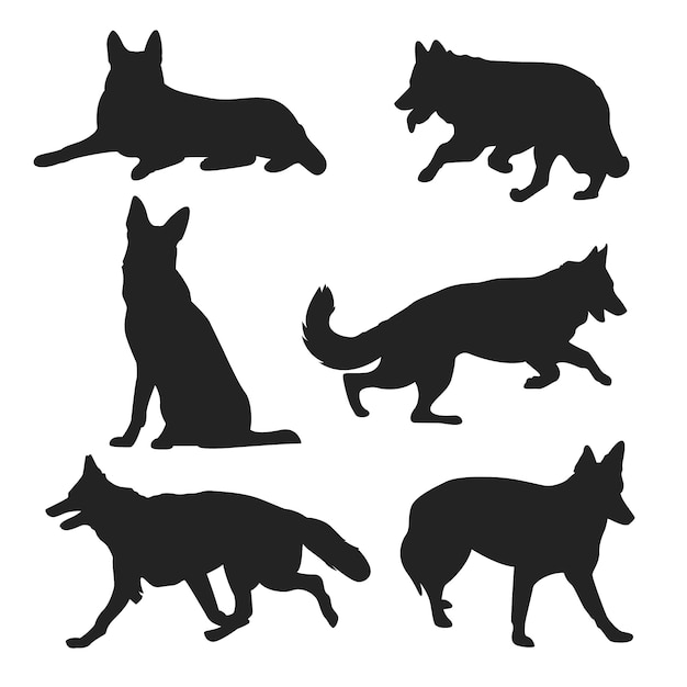 Flat design german shepherd silhouette illustration