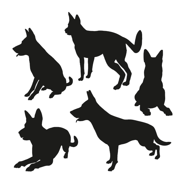 Flat design german shepherd silhouette illustration