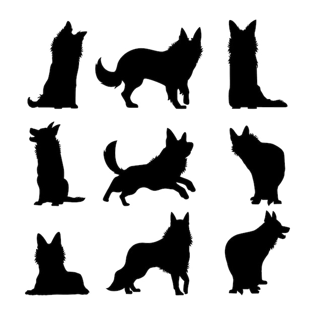 Flat design german shepherd silhouette illustration