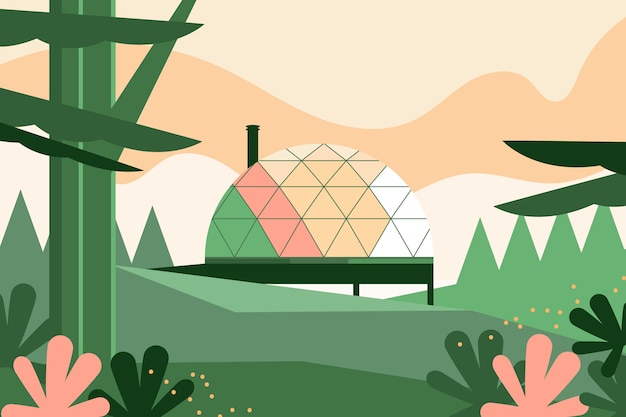 Vector flat design glamping illustration