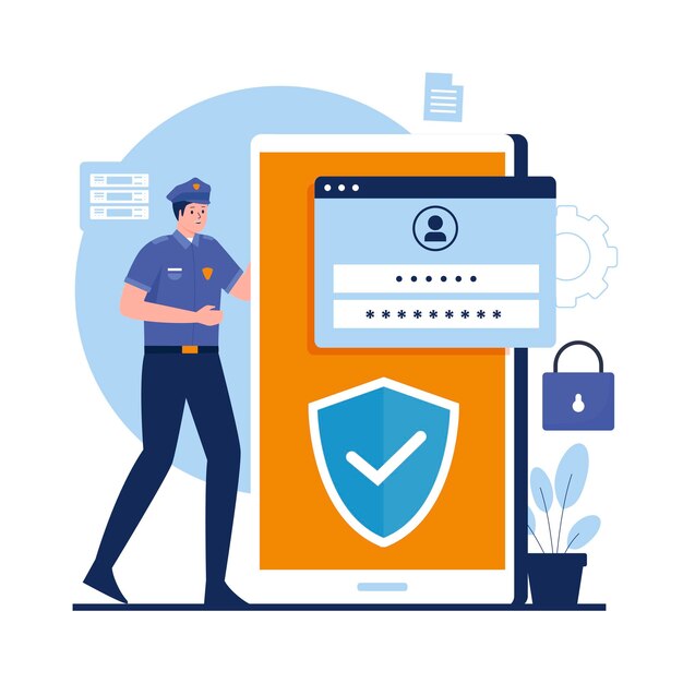 Vector flat design of global data security concept