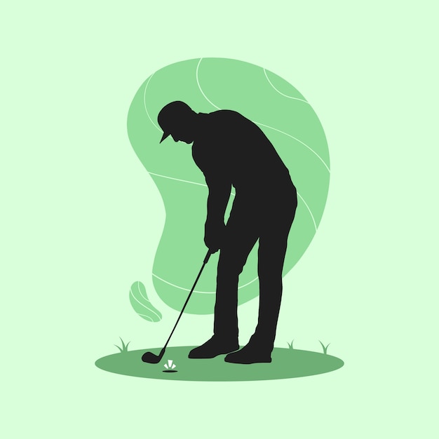 Flat design golfer silhouette