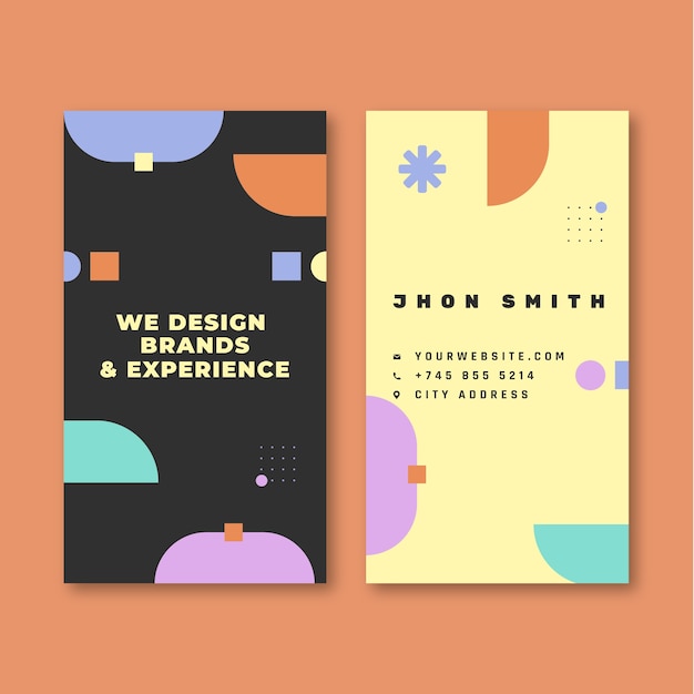 Flat design graphic designer vertical business card