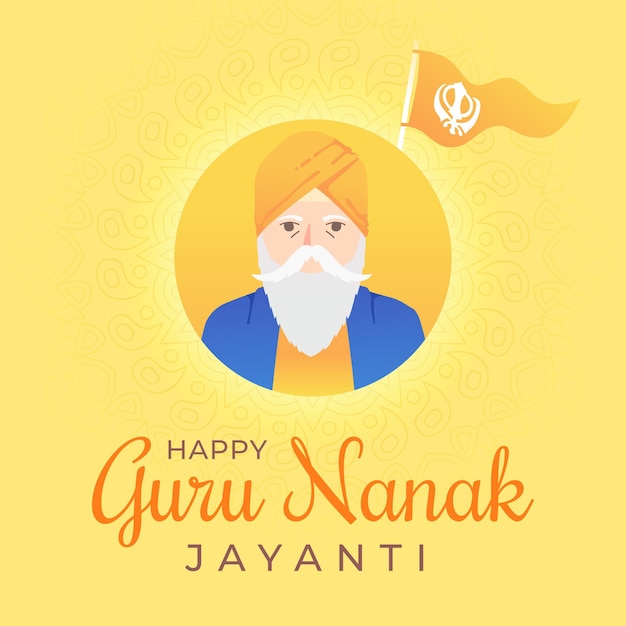 Flat design guru nanak jayanti