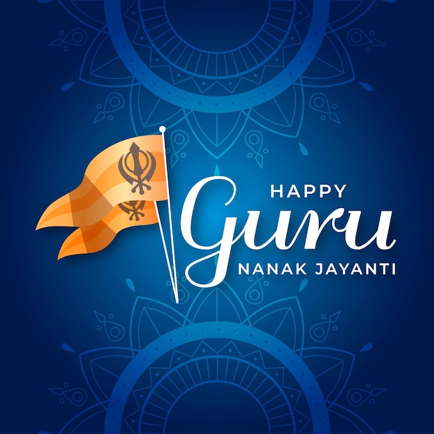 Flat design guru nanak jayanti