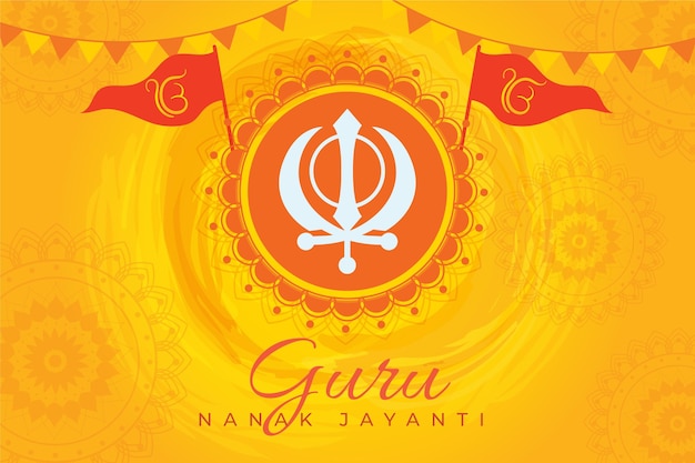 Flat design guru nanak jayanti