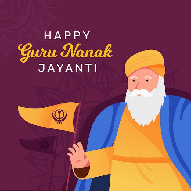 Vector flat design guru nanak jayanti