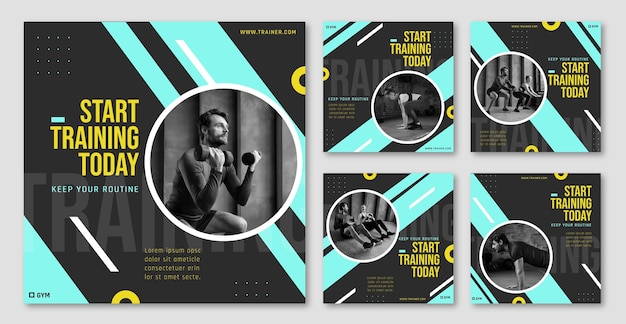 Flat design gym template design