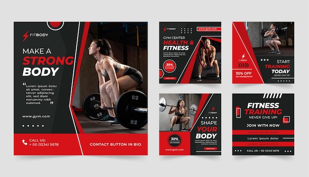 Flat design gym template design