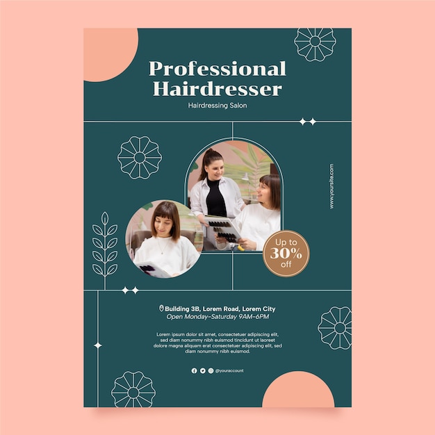 Flat design hairdresser template