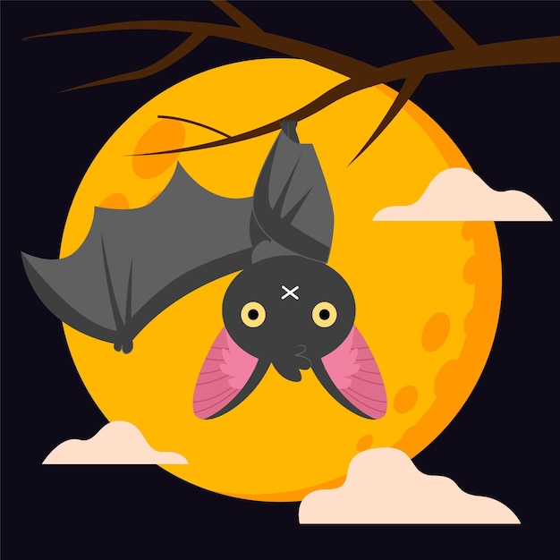 Flat design halloween bat