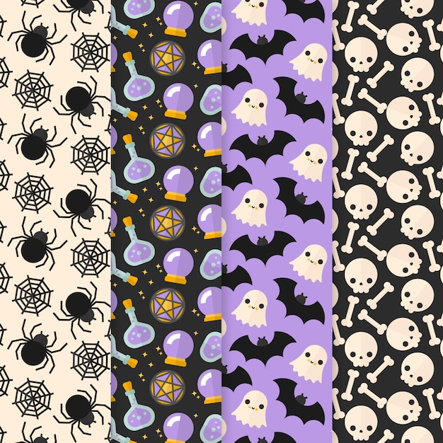 Flat design halloween patterns