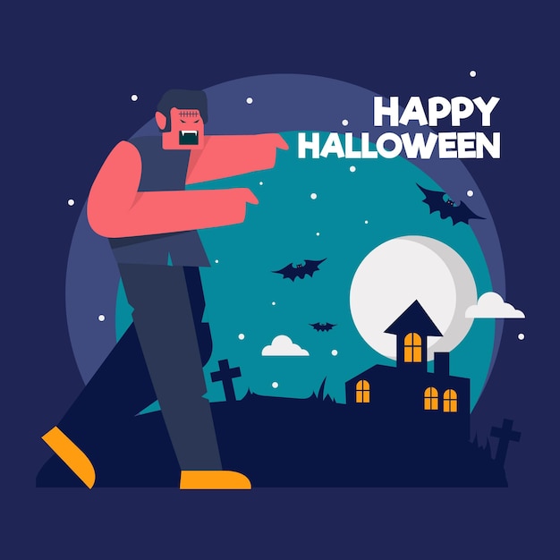 Flat design halloween wallpaper