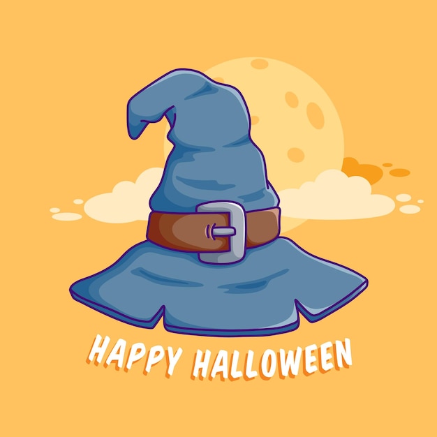 flat design of halloween witch hat best use for poster web banner invitation