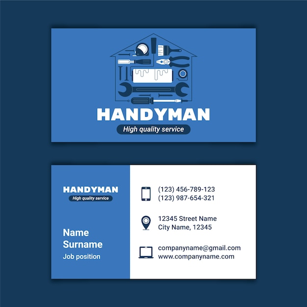 Vector flat design handyman business cards