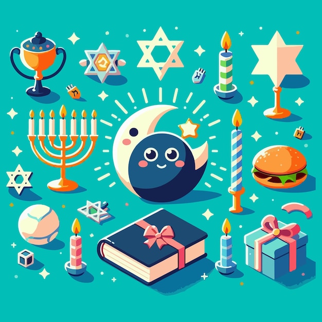 Vector flat design hanukkah concept