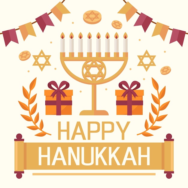 Flat design hanukkah concept