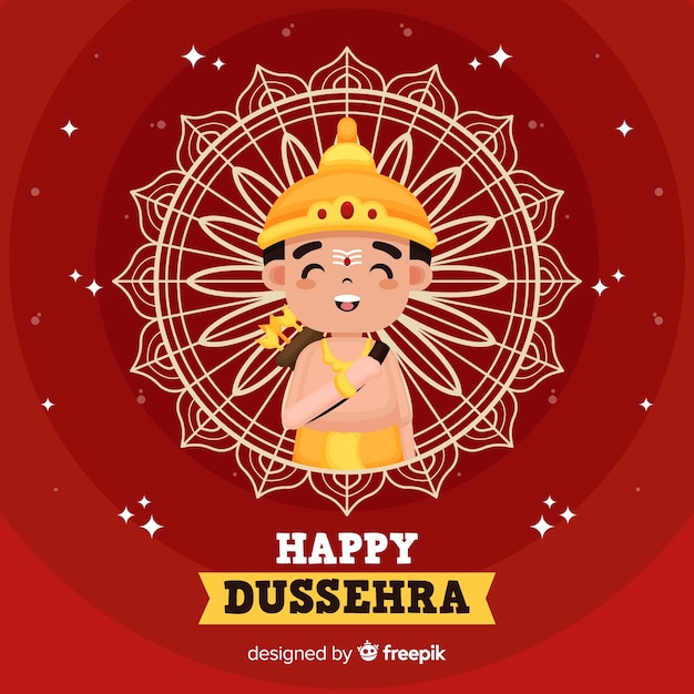 Flat design happy dussehra background