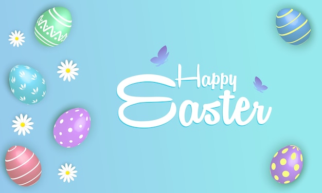 Flat Design Happy Easter Day Background