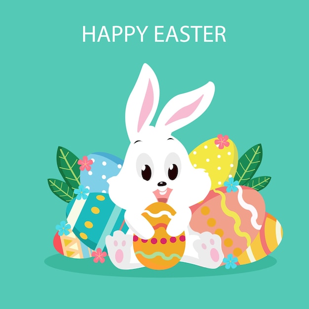 Flat design happy easter day big egg Landing page template Flat vector illustration