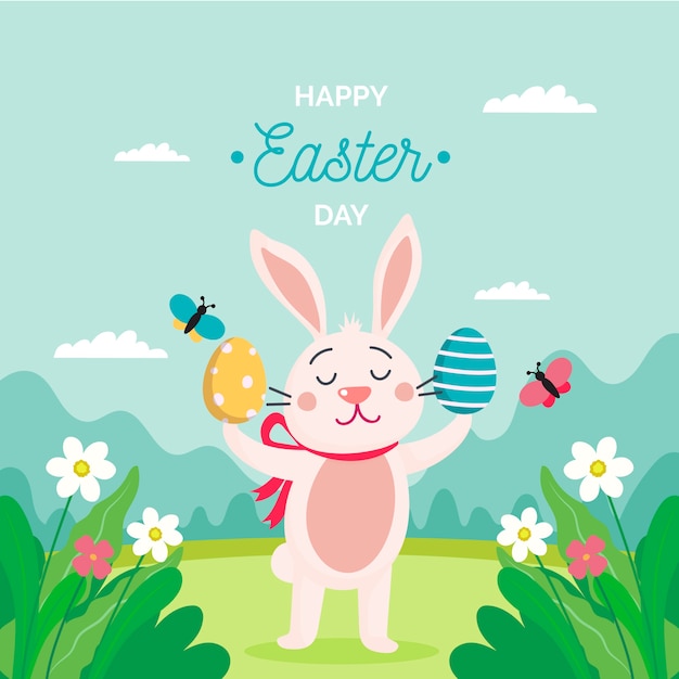 Flat design happy easter day