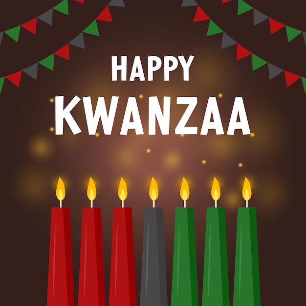 Flat design happy kwanzaa greetings illustration