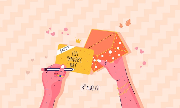 Vector flat design happy left handers day concept