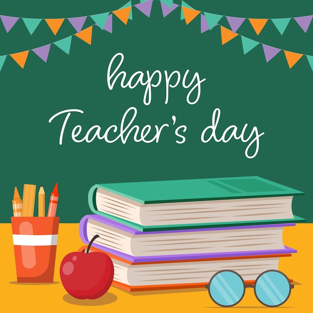 flat design happy teachers day illustration design vector