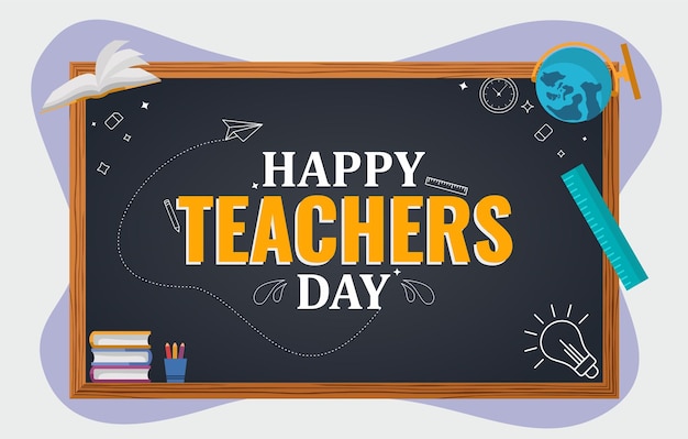 flat design happy teachers day vector template