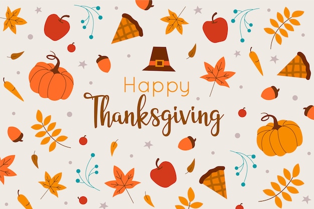 Flat design happy thanksgiving background