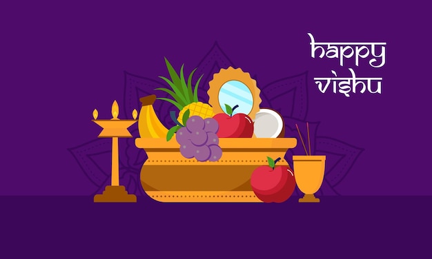 Flat design happy vishu illustration