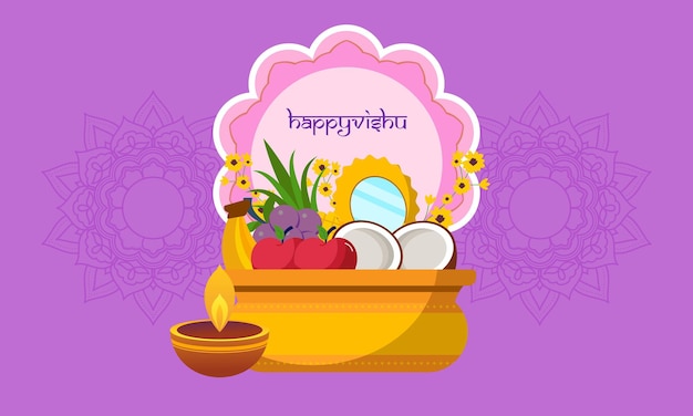 Flat design happy vishu illustration