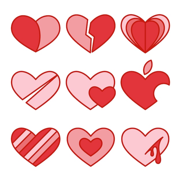 flat design heart collection