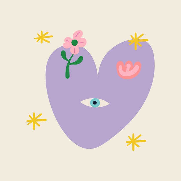 Flat Design Heart and Eyes Illustration